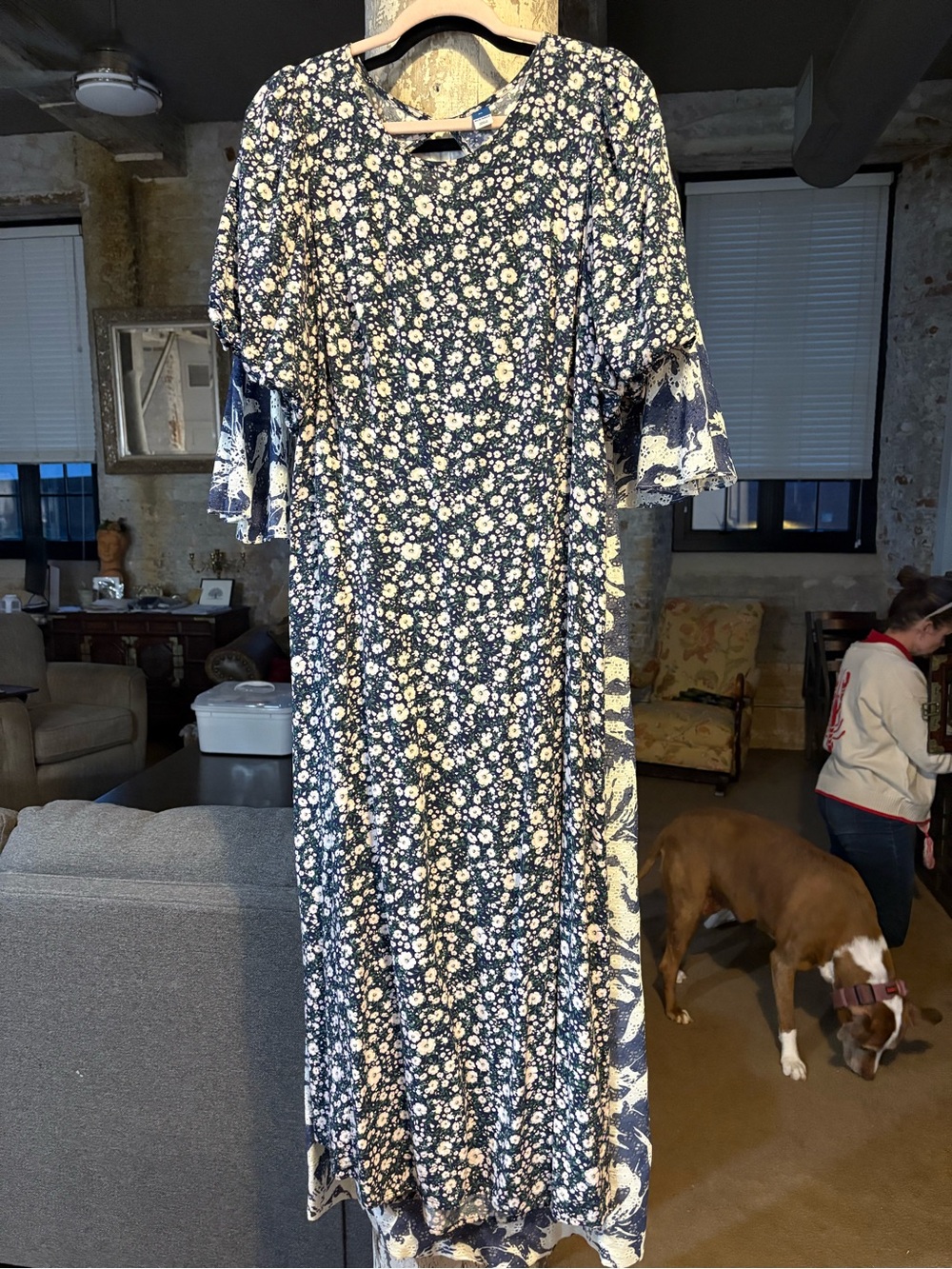 Old Navy Navy and White Floral Maxi Dress